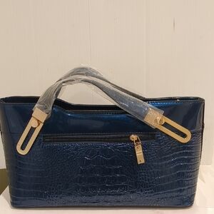 Embossed Blue Handbag Unbranded